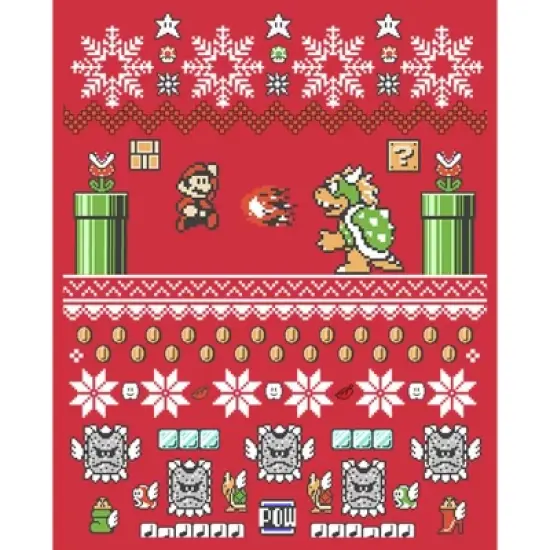 Men's Nintendo Ugly Christmas Mario and Bowser Sweatshirt image {1}