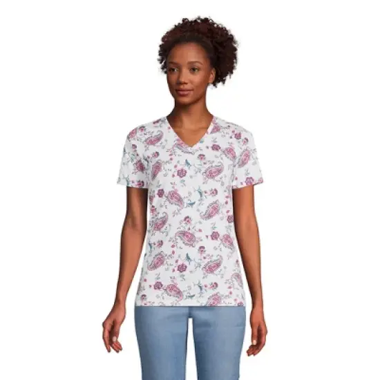 Lands' End Women's Relaxed Supima Cotton Short Sleeve V-Neck T-Shirt image {16}
