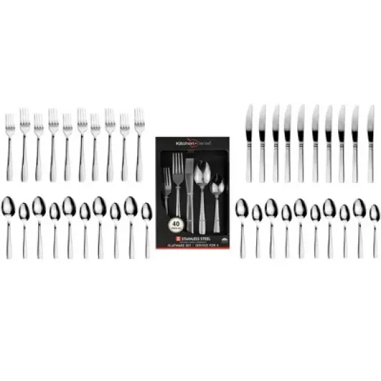 J&V TEXTILES 40-Piece Stainless Steel Flatware Silverware Set for 8 image {16}