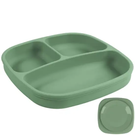 Re-Play Silicone Suction Divided Dining Plate with Lid - Sage image {2}