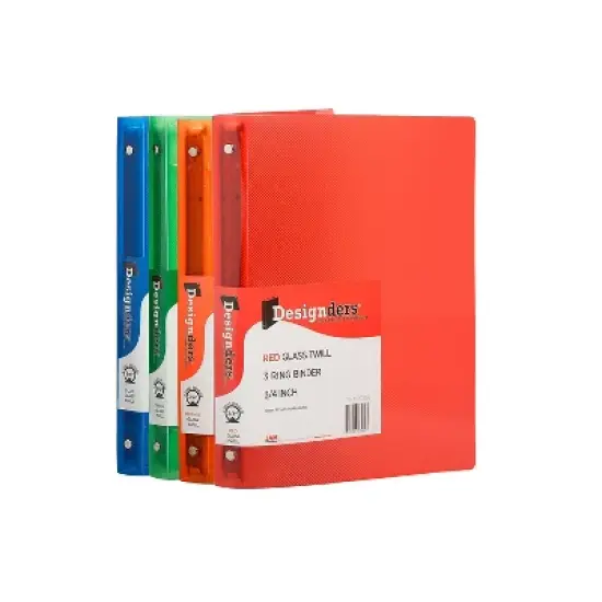 JAM Paper Plastic .75" 3-Ring Binders Assorted Colors 4/Pack 750T1RGBOR image {4}