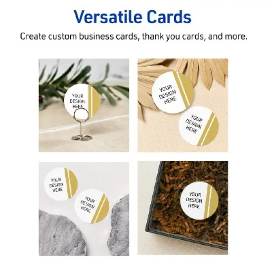 Avery&reg; Cards, 2" Diameter, Double-Dipped Gold Edge, Matte White, 120ct image {5}