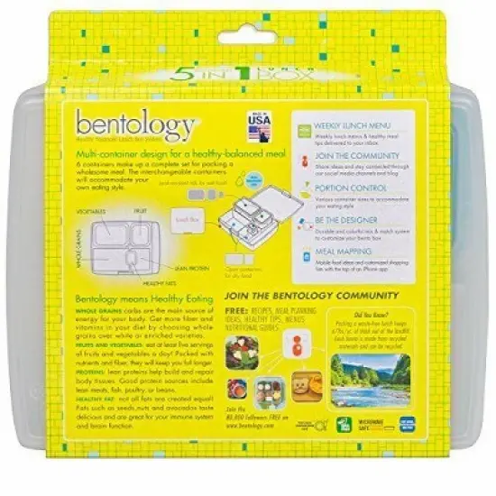 Bentology Bento Lunch Box Set w 5 Removable Nesting Containers- Adaptable Inner Compartment Portion Sizes- Back to School, BPA Free- Dishwasher Safe image {5}