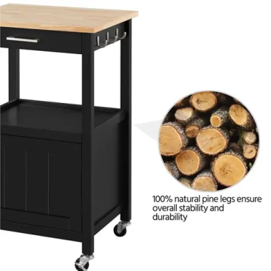 Yaheetech Rolling Kitchen Island Trolley Cart with Open Shelf and Storage Cabinet image {5}