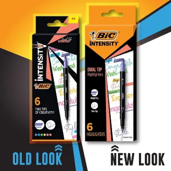 BIC Intensity Dual Tip Highlighter Medium & Broad Point Assorted Ink 6/Pack (HLPDT6-AST) image {1}