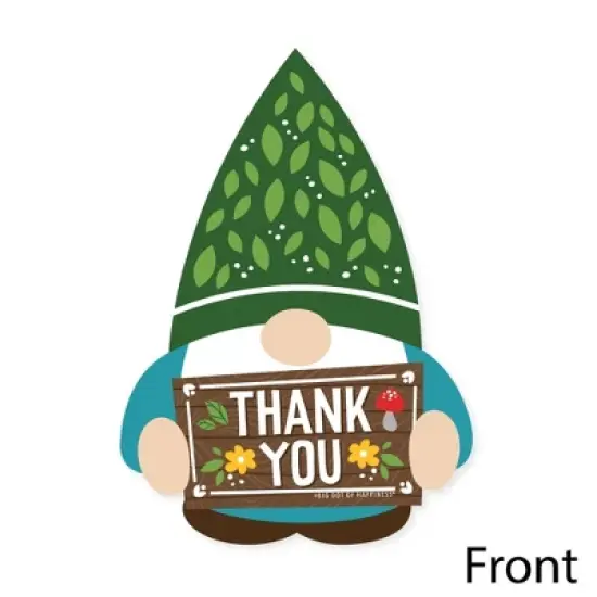 Big Dot of Happiness Garden Gnomes - Shaped Thank You Cards - Forest Gnome Party Thank You Note Cards with Envelopes - Set of 12 image {2}