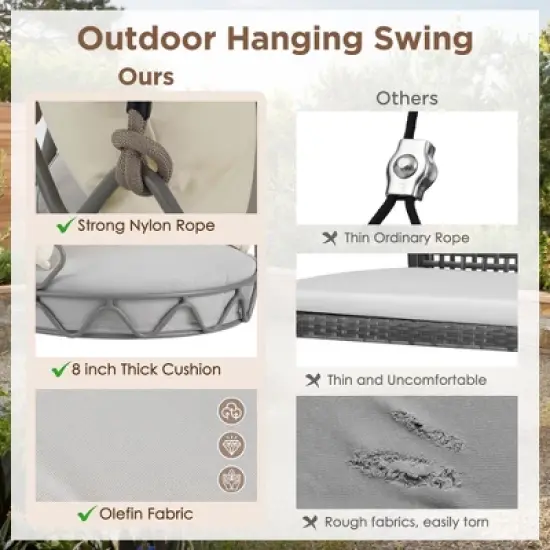 PAGED Porch Swing Metal Frame Swing Chair with UV Resistant Thickened Cushion for Outdoor, Garden, Balcony image {5}