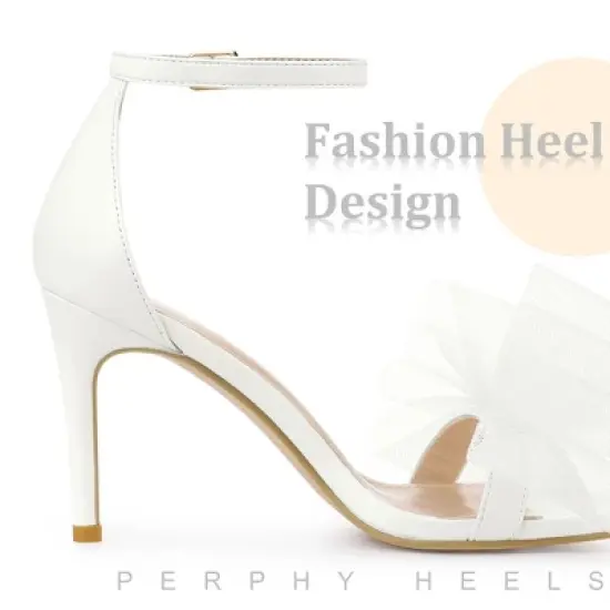 Perphy Women's Open Toe Ankle Strap Bow Tie High Heels Stiletto image {4}