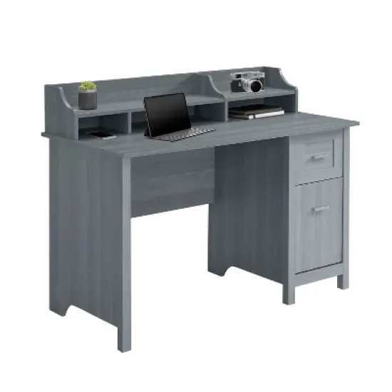 Classic Office Desk with Storage Gray - Techni Mobili image {2}