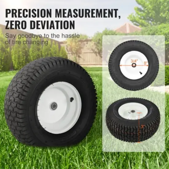 VEVOR Lawn Mower Tires with Rim, 16x6.5-8" Tubeless Tractor Tires, 2-Pack Tire and Wheel Assembly, Turf Pneumatic Tires, 3" Offset Hub, Black image {3}