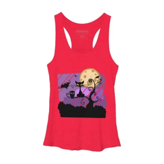 Women's Design By Humans Night Halloween moon By ChadiElHanchi Racerback Tank Top image {5}