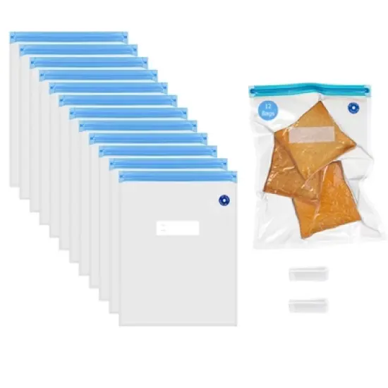 Basicwise Handheld Vacuum Sealer with Reusable Bags &ndash; Airtight Food Storage, Sous Vide, Fridge Prep & Kitchen Organization image {8}