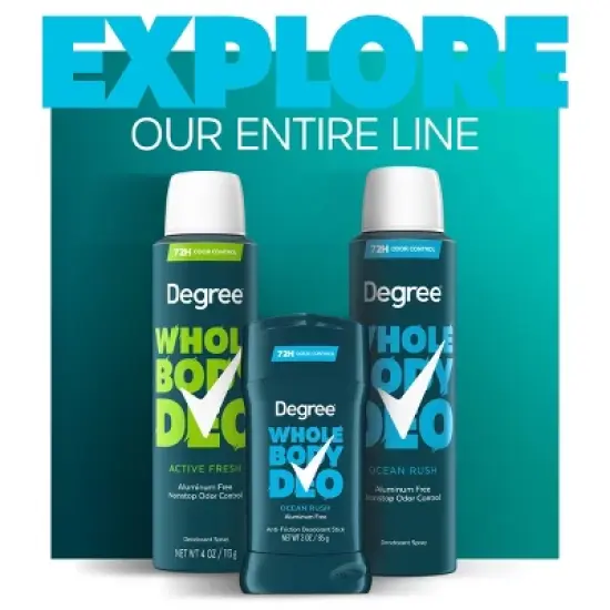 Degree 72H Odor Protection Whole Body Deodorant Spray for Men Ocean Rush - Aluminum-Free 4oz image {6}