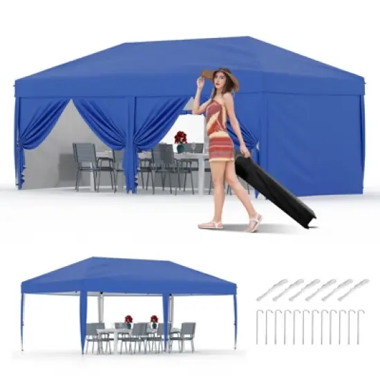 10x20 ft Heavy-Duty Pop-Up Outdoor Canopy with 6 Walls, 3 Heights. Includes Bag, Weights, Stakes & Ropes image {7}