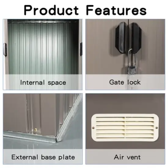 6ft x 4ft Outdoor Metal Storage Shed image {5}