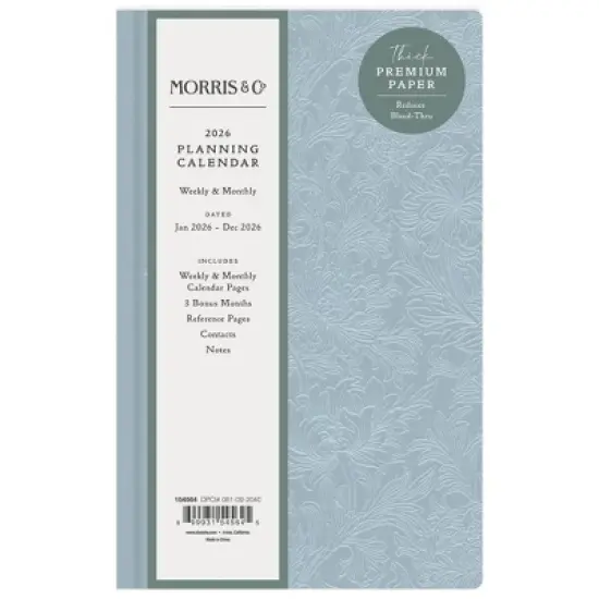 Morris & Co. by Blue Sky 5"x8" 2026&nbsp;Weekly/Monthly Bookbound Planner Hardcover Debossed Chrysanthemum Blue image {2}