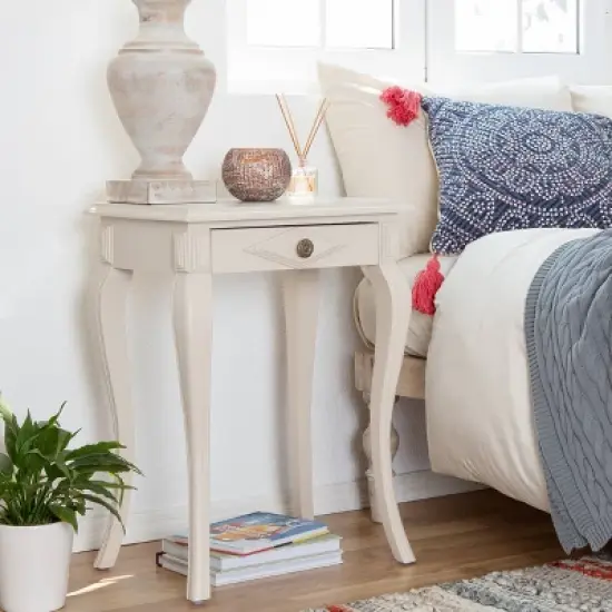 Collins Side Table with Drawer Cream - Finch image {1}