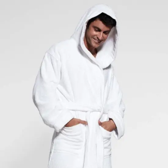 Turkish Terry Hood Bath Robe Ecru - Cassadecor image {2}