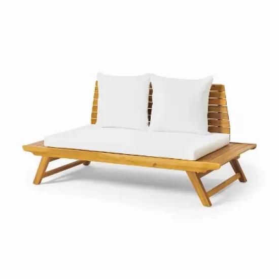 Christopher Knight Home Sedona Outdoor Acacia Wood Loveseat with Cushions image {10}