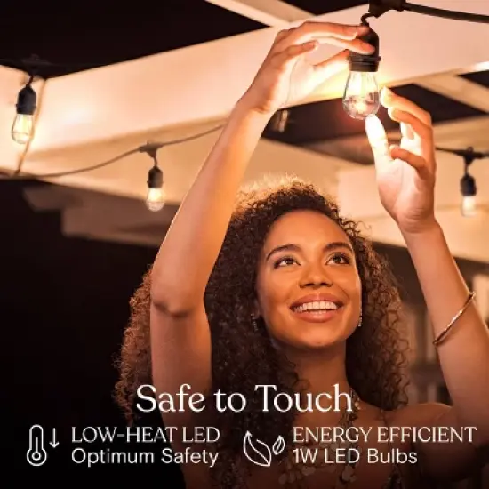 Brightech 7-Bulb LED Ambience Pro 1W 24ft 2700K S14 Indoor Outdoor Plug-in Hanging String Lights Clear Bulb Black Wire image {3}