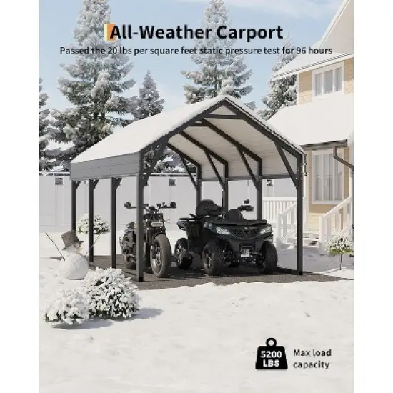 Acekool Heavy Duty Metal Carport, Permanent Steel Shelter for Boat Truck Tractor image {5}