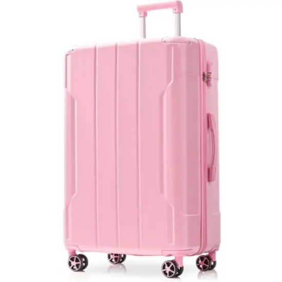 28 Inch Pink Hardshell Luggage Lightweight Durable ABS Suitcases with Double Wheels Expandable Checked image {7}