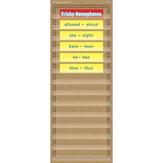 Teacher Created Resources&reg; 14-Pocket Pocket Chart, Burlap Design, 13" x 34" image {1}