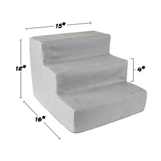 Pet Adobe High-Density Foam Stairs for Pets with Three 4" Steps - Gray image {1}