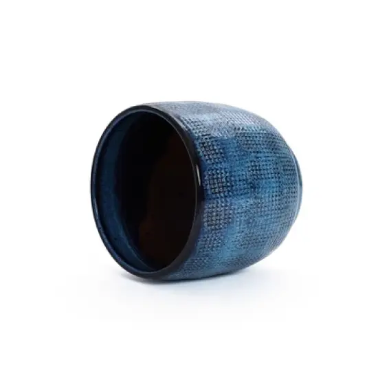 LuxenHome 12-Inch Ocean Blue Ceramic Planter Indoor Outdoor Plant Pot with Drainage Hole and Plug Modern Glazed Round Flower Pot Planter image {5}