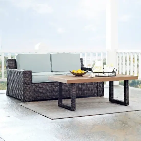 Beaufort 2pc Outdoor Wicker Chat Set - Mist - Crosley image {1}
