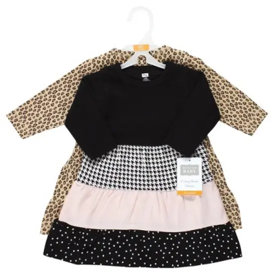 Hudson Baby Girl Cotton Dresses, Houndstooth Lt Pink image {1}