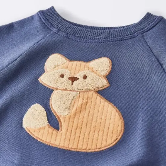 Baby Boys' 2pc Fox Applique Sweatshirt & Shorts Set - Cloud Island&trade; Navy Blue image {2}