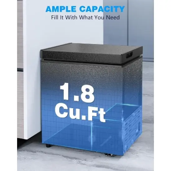 ZAFRO 1.8 Cu. Ft Chest Freezer with Removable Basket and Bottom Drain , Deep Freezer, Adjustable 7 Thermostat for Home/Apartment, image {3}