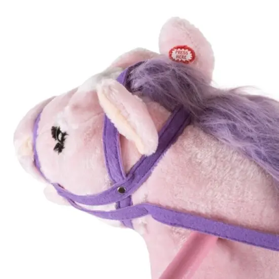 Toy Time Kids' Ride-On Plush Spring Rocking Horse - Pink image {3}