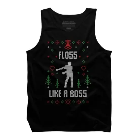 Men's Design By Humans Floss Like A Boss Ugly Christmas Sweater By shirtpublic Tank Top image {4}