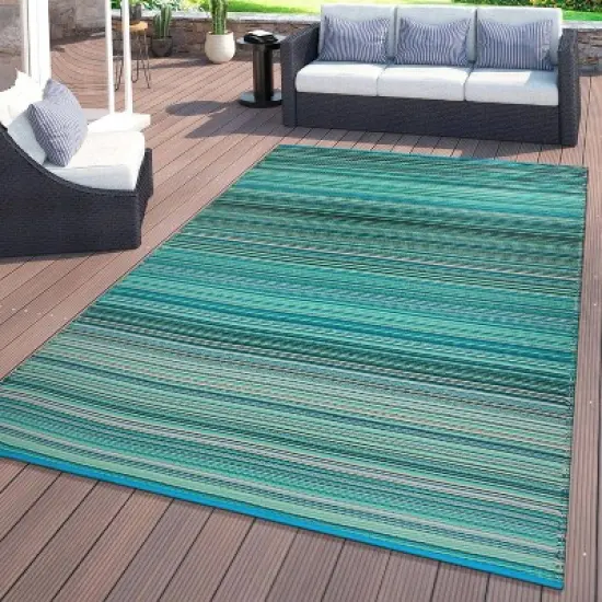 World Rug Gallery Contemporary Stripe Reversible Plastic Outdoor Rugs image {1}