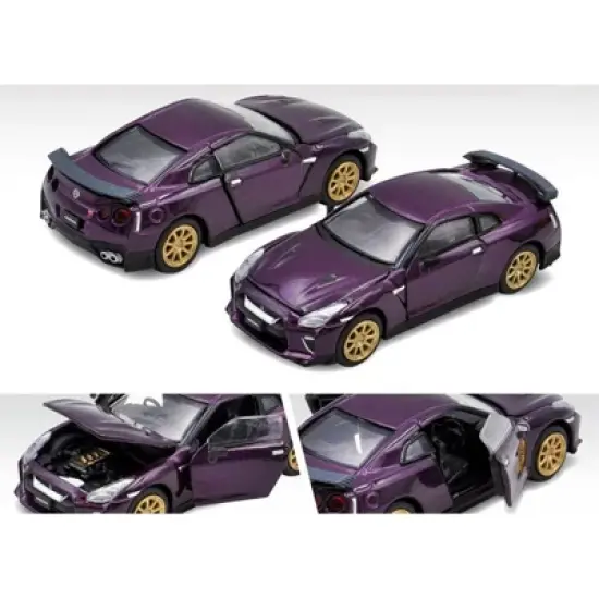 2022 Nissan GT-R (R35) T-Spec RHD (Right Hand Drive) Midnight Purple Metallic 1/64 Diecast Model Car by Era Car image {1}