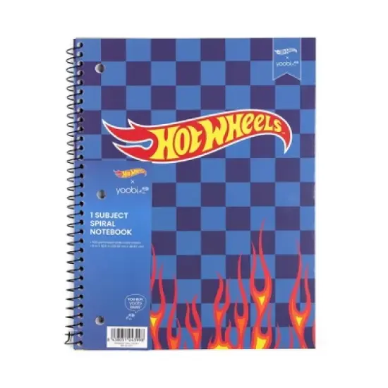 Yoobi Hot Wheels 1 Subject Notebooks 8"x10.5" Wide Ruled Blue Checker Flames, School Supplies image {3}