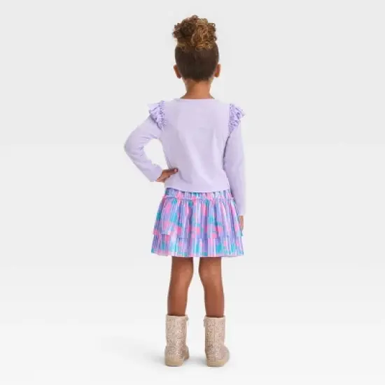 Toddler Girls' Afro Unicorn Solid Top and Bottom Set - Purple image {1}