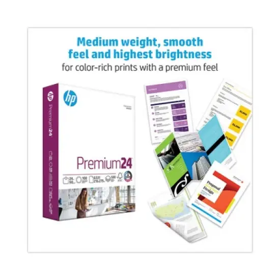 HP Papers Premium24 Paper, 98 Bright, 24 lb Bond Weight, 8.5 x 11, Ultra White, 500 Sheets/Ream, 5 Reams/Carton image {2}