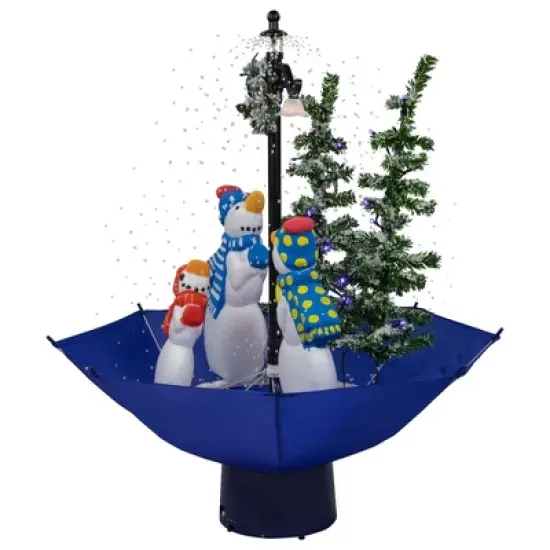 Northlight 30" Lighted Musical Snowing Snowman Family in Umbrella Base Christmas Decoration image {2}