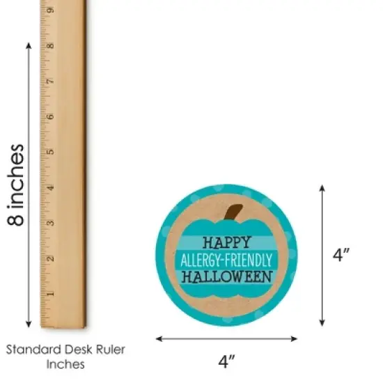 Big Dot of Happiness Teal Pumpkin - Halloween Allergy Friendly Trick or Trinket Name Tags - Party Badges Sticker Set of 12 image {6}