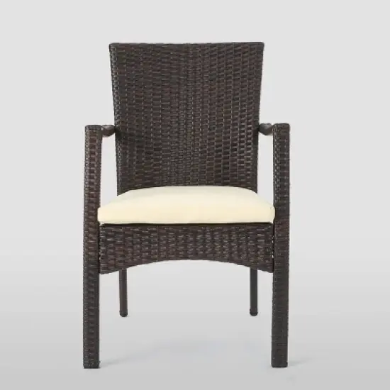 Marconi 7pc Acacia Wood Dining Set with Wicker Chairs & Cushions - Christopher Knight Home image {3}