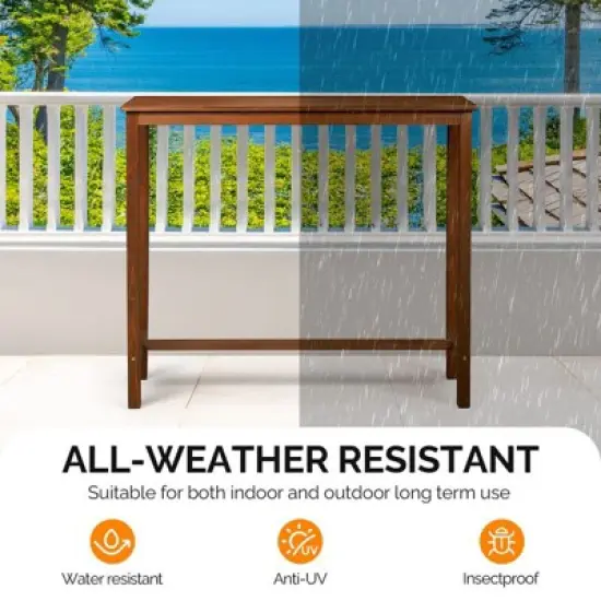 Karl Home Patio Fir Wood Brown Bar Table image {5}