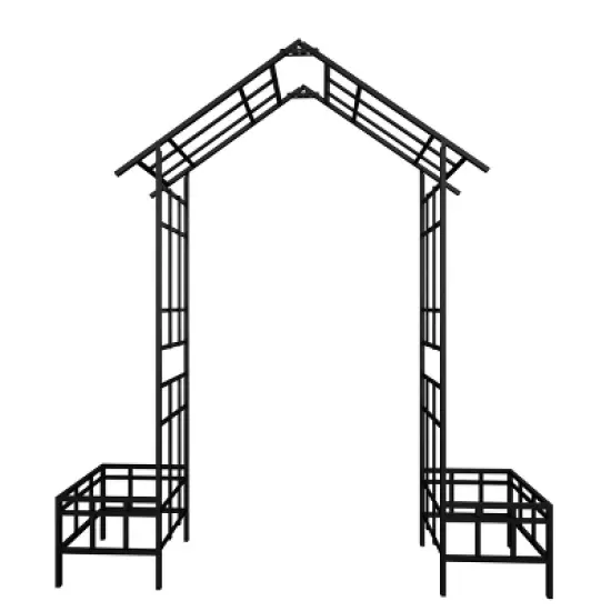 Chery Life Metal Garden Arch with Adjustable Width, Climbing Plants Support Rose Arch Outdoor Black image {14}