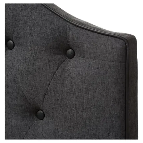 Queen Windsor Modern and Contemporary Fabric Upholstered Scalloped Buttoned Headboard Dark Gray - Baxton Studio image {2}