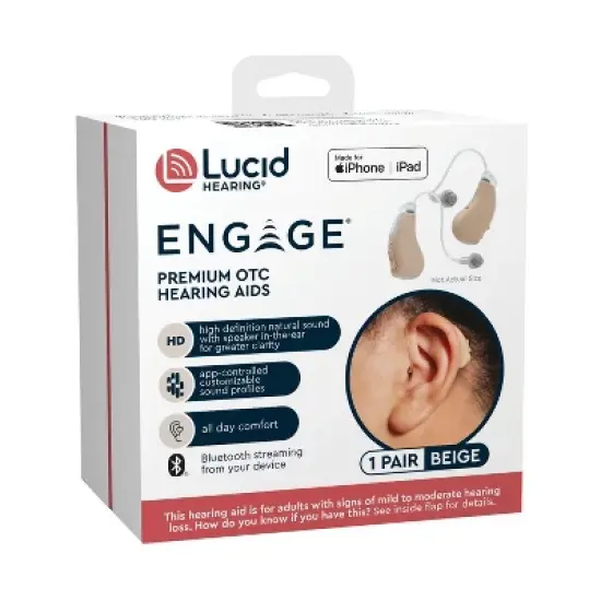 Lucid Hearing Engage Rechargeable OTC Behind The Ear with BT Streaming iPhone Hearing Aid image {4}