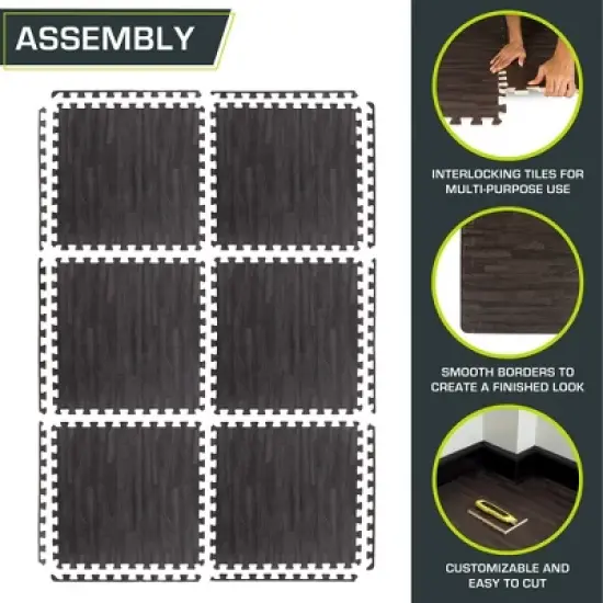 ProsourceFit Wood Grain Puzzle Mat, 1/2-in, 24 Sq Ft - 6 Tiles image {4}