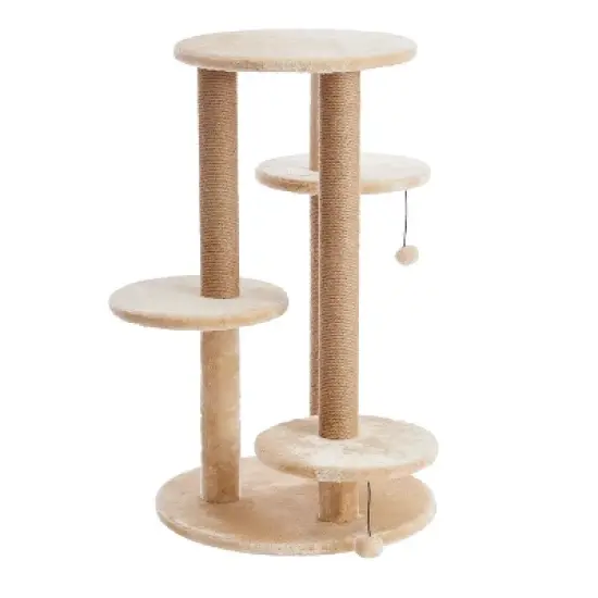 Two by Two Manchester - Beige Scratching Post Cat Furniture - 36.2 in. Tall image {6}
