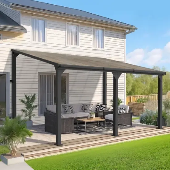 Pamapic Hardtop Outdoor Gazebo Pergola Aluminum Framed with Sloping Pitched Roof for Garden, Patio image {12}